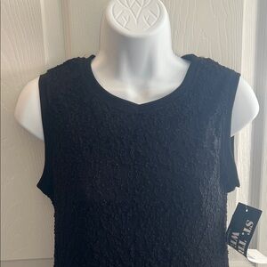 Black Sleeveless Textured Top